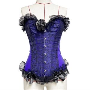 Purple and Black Corset with Lace Accents